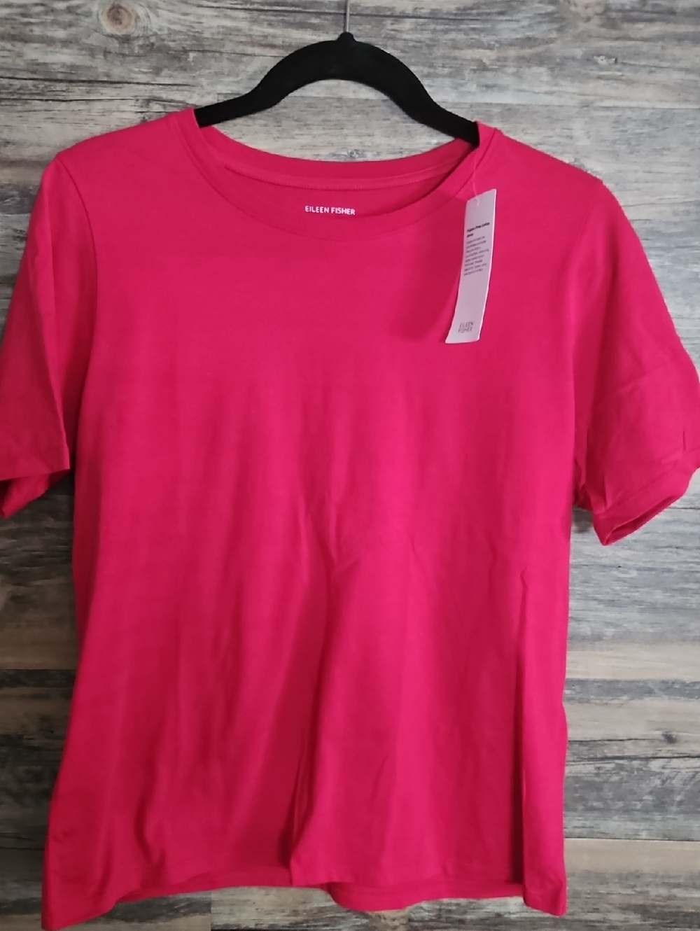Eileen Fisher Hot Pink Short-Sleeve Crewneck Top